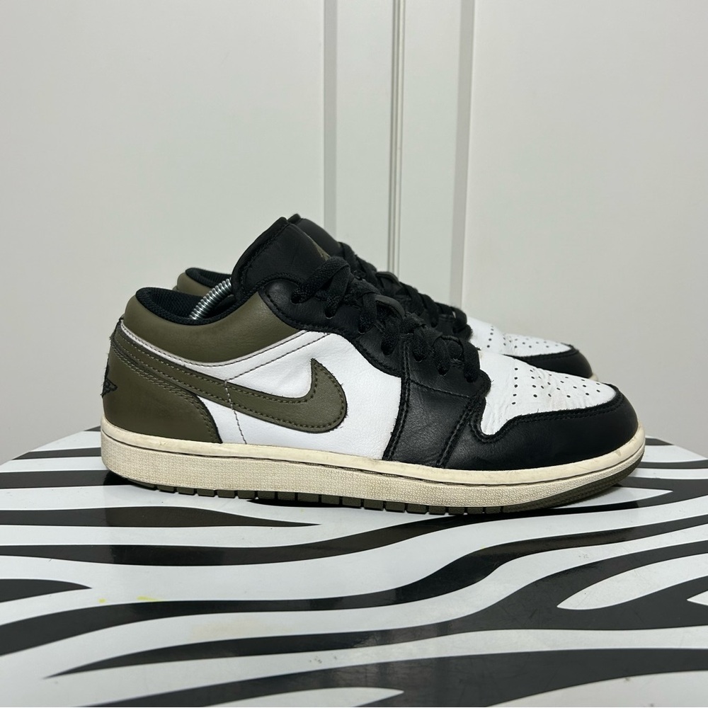 Jordan 1 low black white olive green